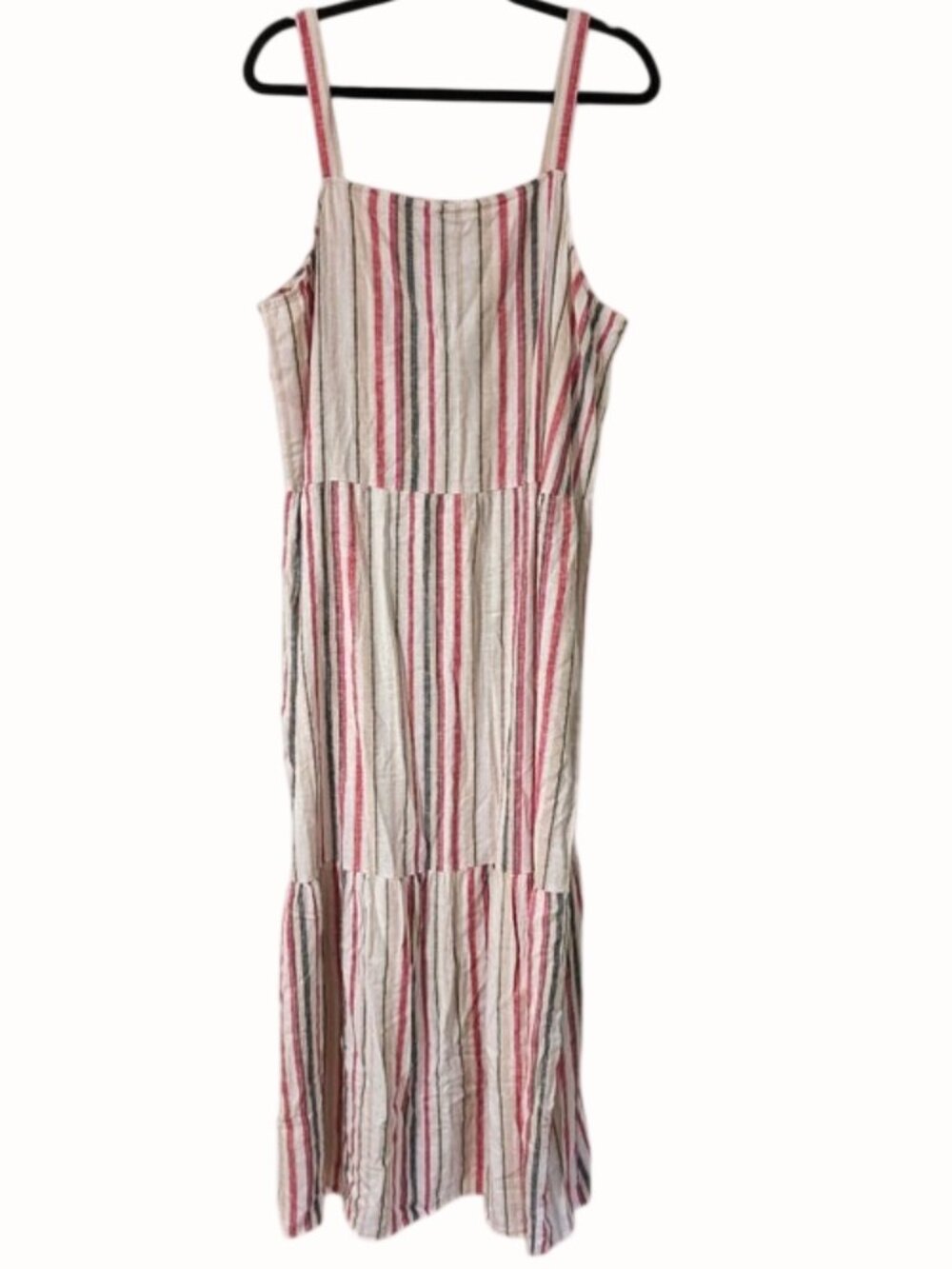 LOFT Linen Blend Stripe Maxi Dress XL